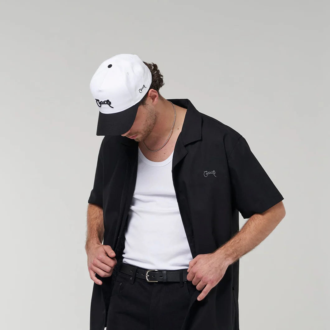 Crate Scripted Snapback Cap 'Black/White'