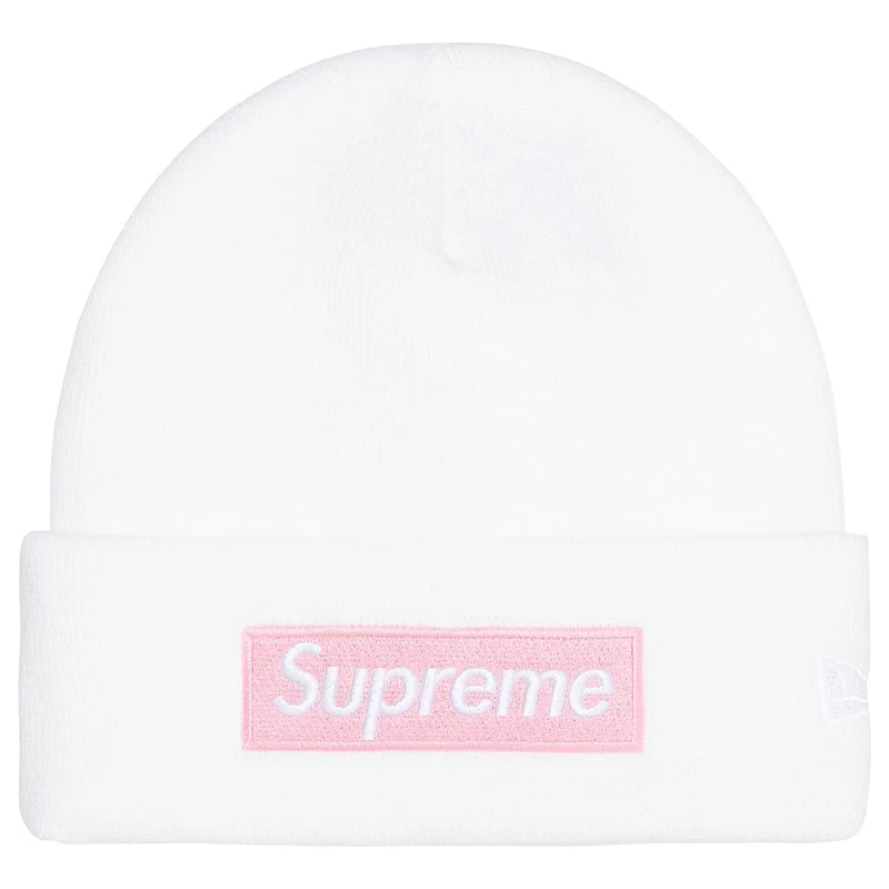 Supreme New Era Box Logo Beanie (FW25) 'White/Pink'
