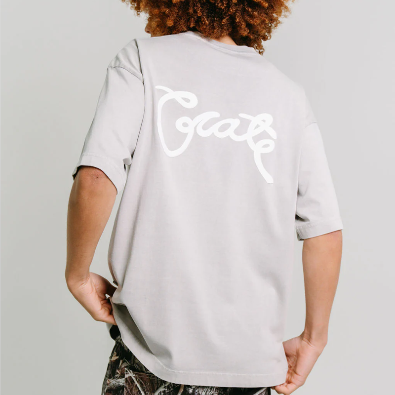 Crate Scripted Box Fit Tee 'Grey Wash'