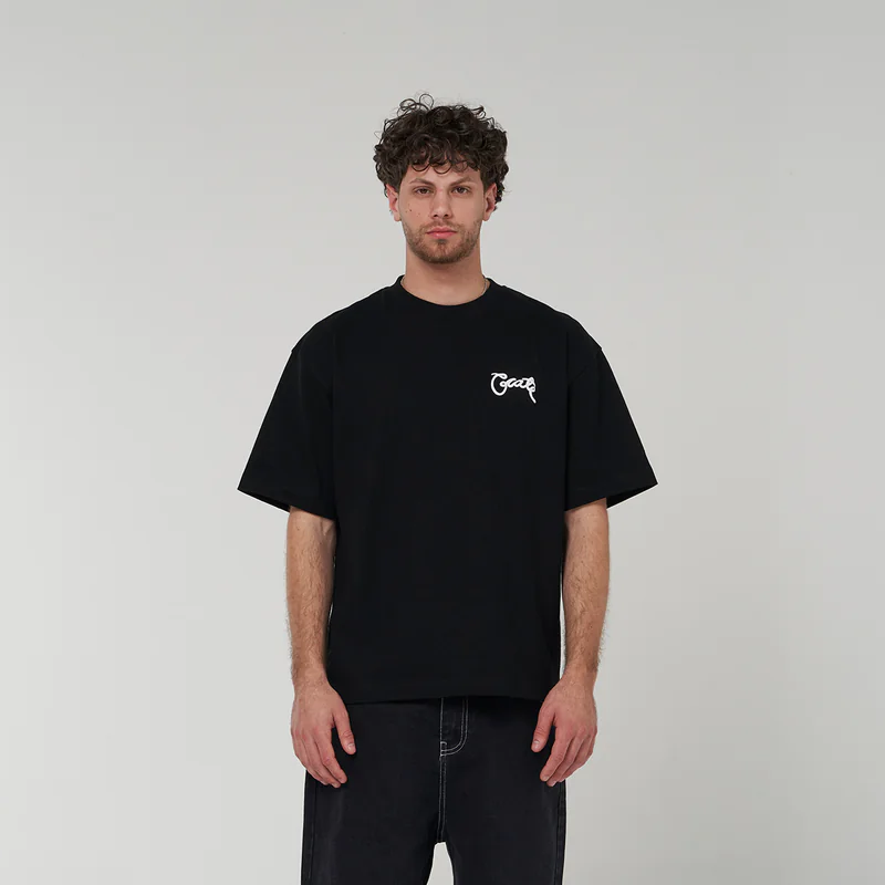 Crate Scripted Box Fit Tee 'Black'