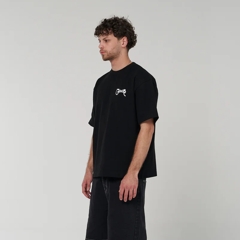 Crate Scripted Box Fit Tee 'Black'