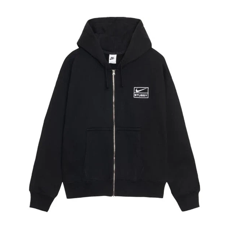 Stussy x Nike Fleece Zip Hoodie 'Black'