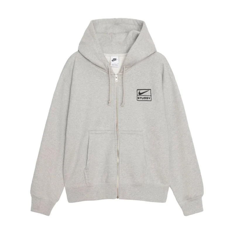 Stussy x Nike Fleece Zip Hoodie 'Grey Heather'