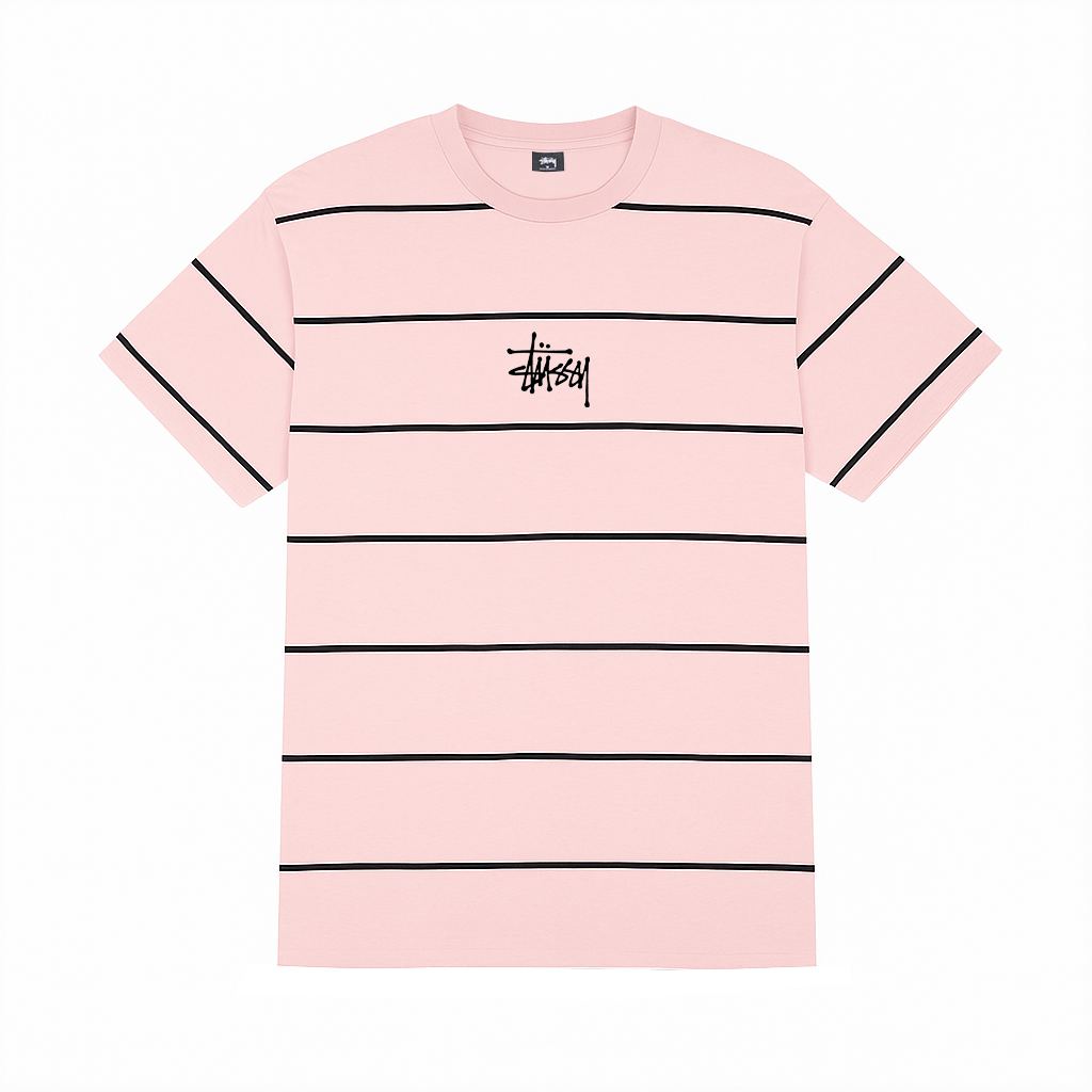 Stussy Hand-Drawn Stripe Tee 'Washed Pink'