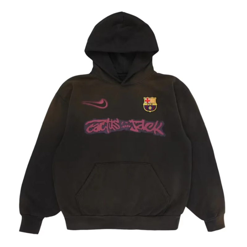 Travis Scott x Nike x FC Barcelona Spray Logo Hoodie 'Black'